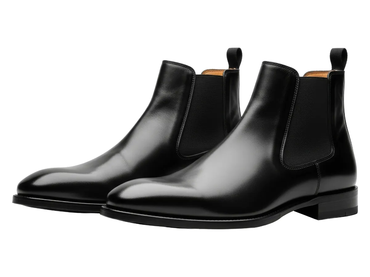Men's Chelsea boots handmade with Blake stitch construction for a slim, flexible fit