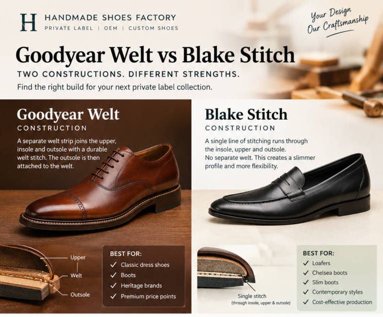 Goodyear Welt vs Blake Stitch: Which Construction Is Right for Your Private Label Shoe Brand?