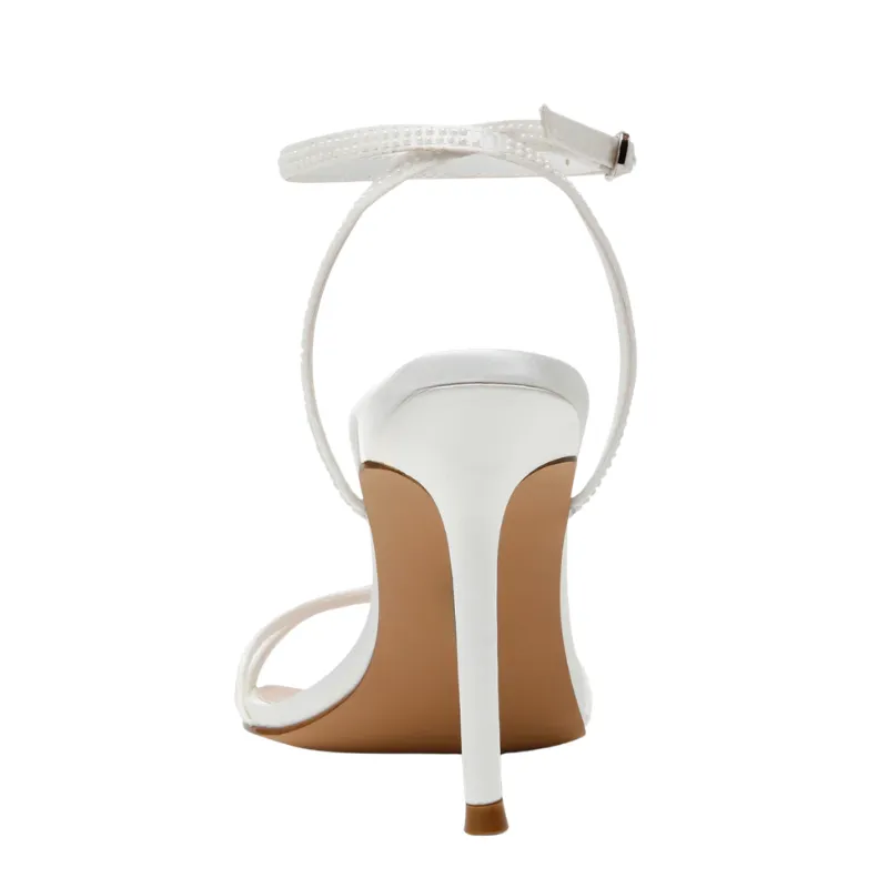 White Double-Strap Stiletto Bridal Sandals – Crystal-Trim Wedding Heels - Image 3