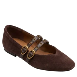 Women’s Brown Double-Strap Mary Jane Flats with Round Toe and Buckle Closure – Double Strap Mary Jane Manufacturer