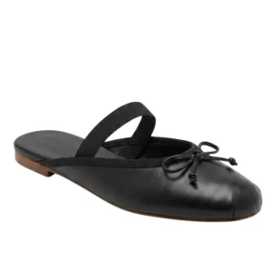 Black leather lace-up ballet flats with round toe and front lacing – Lace Up Flats Manufacturer