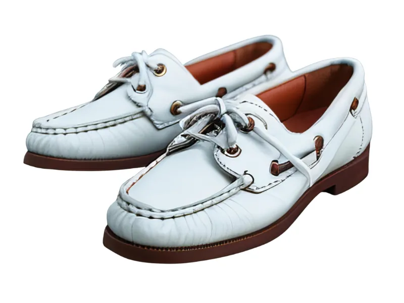 Men's hand-sewn natural leather boat shoe