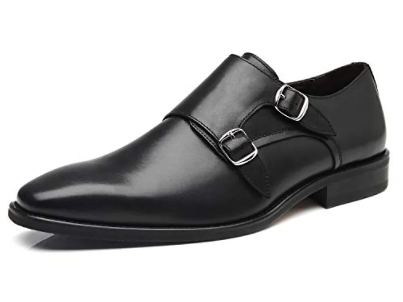 Men's natural leather double monk strap dress shoe
