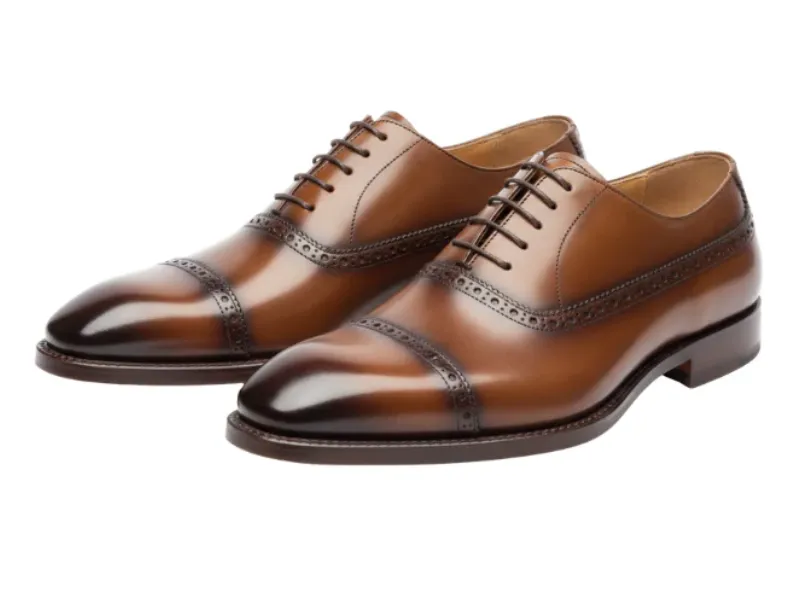 Men's full-grain leather Oxford cap-toe and wingtip brogue dress shoes