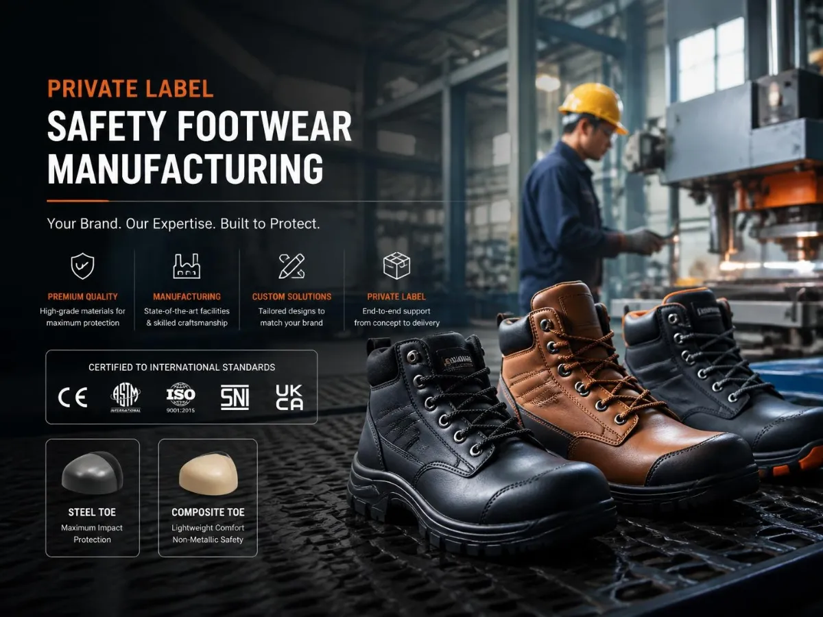 Safety and work footwear manufacturing at Handmade Shoe Factory, Lahore