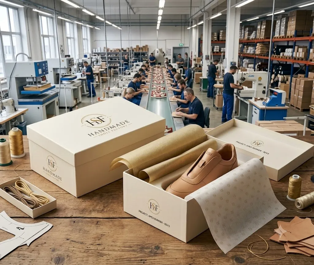 Branded shoe box and packaging design for a new footwear brand launch
