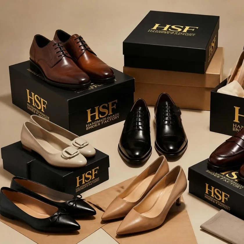 Finished shoe pairs ready to launch a new footwear brand