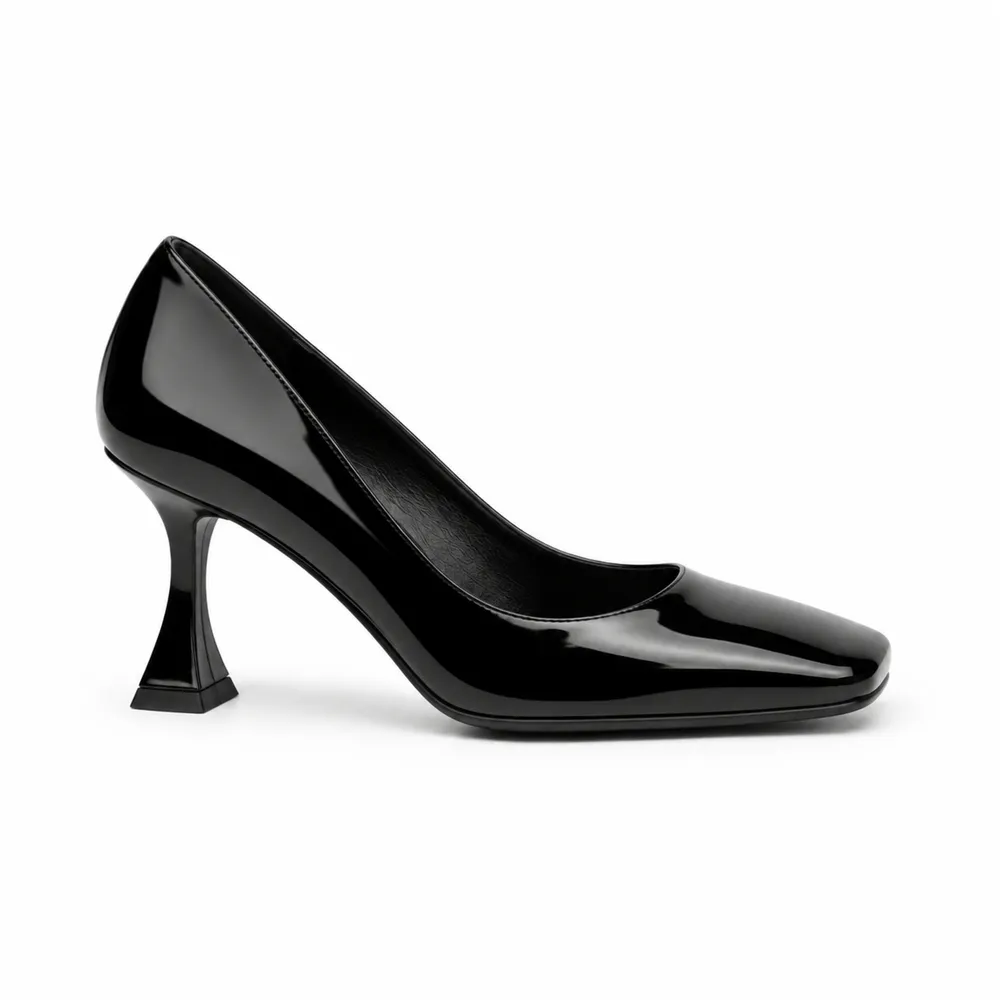 Square-Toe Patent Pump — Flared Heel for Private Label Brands - Image 2
