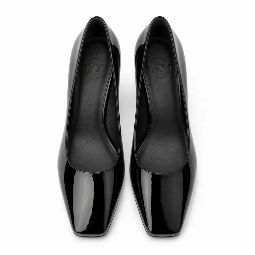 Square-Toe Patent Pump — Flared Heel for Private Label Brands - Image 4