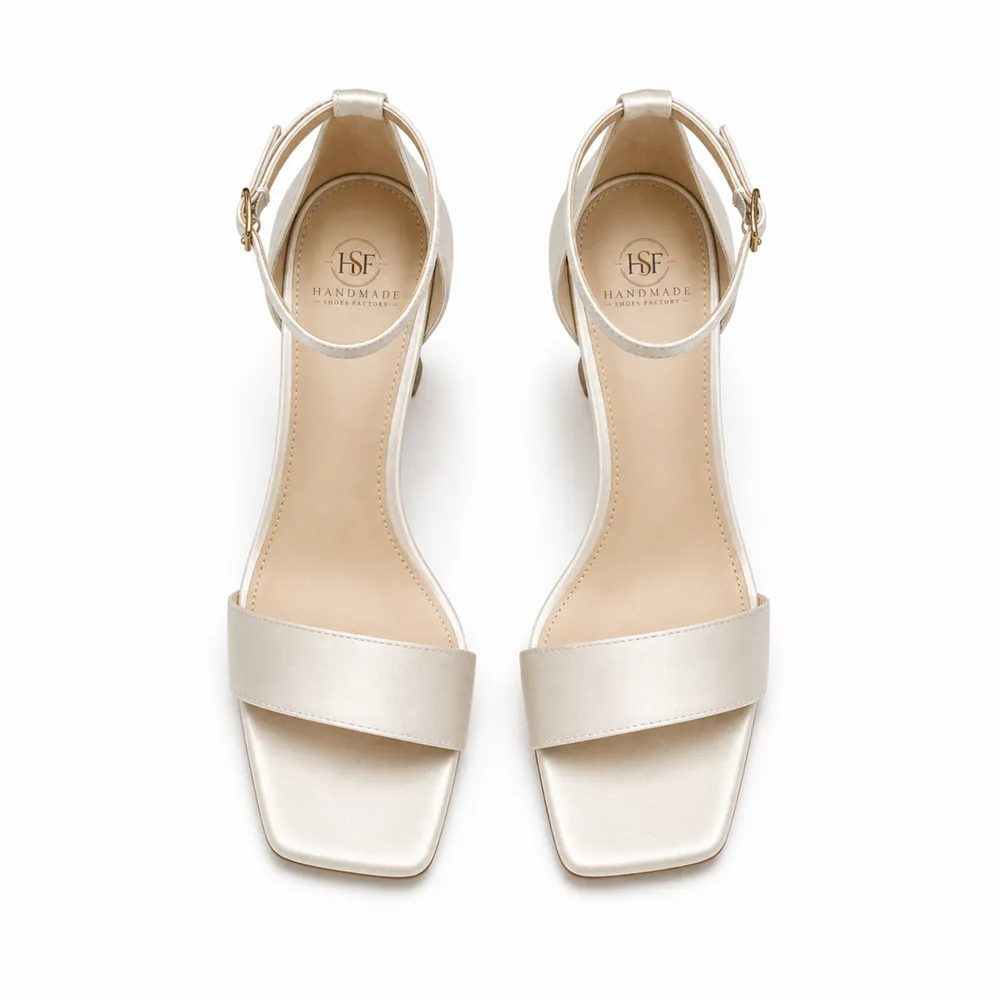 Square-Toe Satin Ankle-Strap Sandal — Flared Heel for Private Label Brands - Image 3
