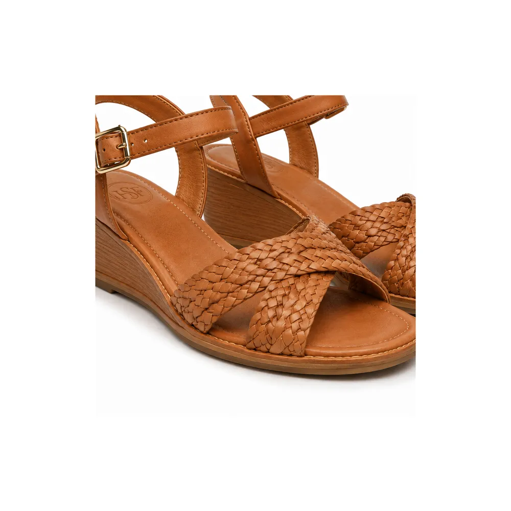 Braided Leather Mid-Wedge Sandal for Private Label Brands - Image 3