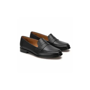 Private label classic leather penny loafer for women, main product image showing the classic penny loafer silhouette and leather finish.