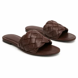 Private label braided wide strap flat slide main product image for brands, retailers, wholesalers, importers, and sourcing teams.