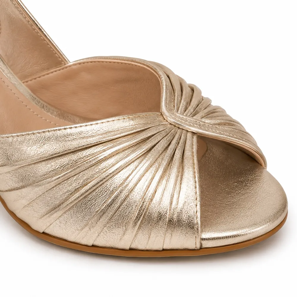 Metallic Pleated Evening Sandal for Private Label Brands - Image 2