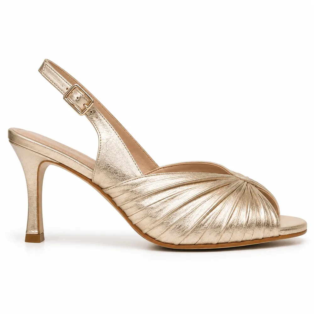 Metallic Pleated Evening Sandal for Private Label Brands - Image 3