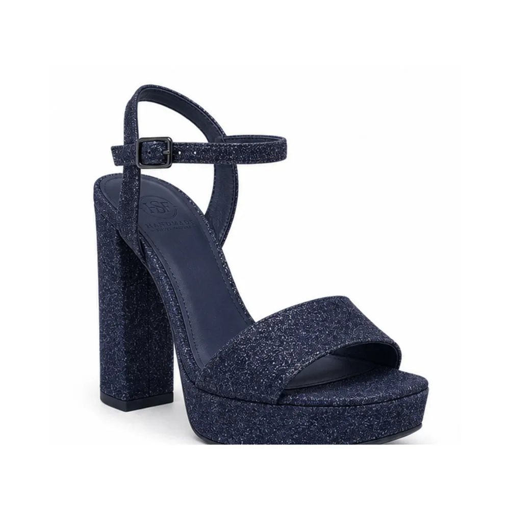 Private label glitter platform party sandal main product image for brands, retailers, wholesalers, importers, and sourcing teams.