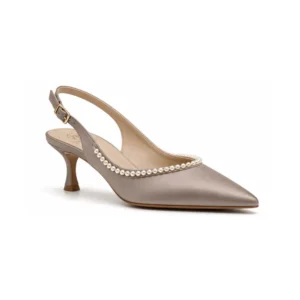 Private label pearl trim slingback party heel main product image for brands, retailers, wholesalers, importers, and sourcing teams.