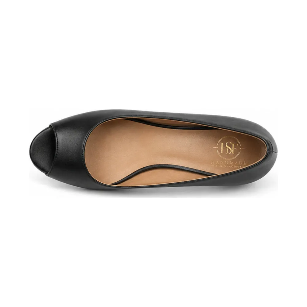 Peep-Toe Leather Pump — Cone Heel for Private Label Brands - Image 3