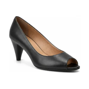 Private label peep toe leather pump cone heel for women's footwear and commercial B2B buyers