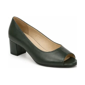 Private label wide fit peep toe mid heel for brands, retailers, wholesalers, importers and sourcing teams.