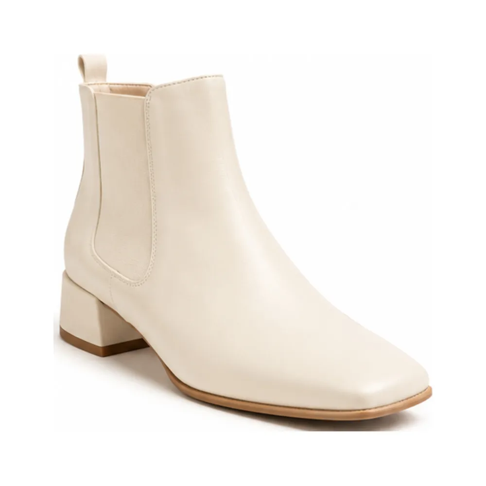 Private label square toe Chelsea ankle boot for brands, retailers, wholesalers, importers and sourcing teams.