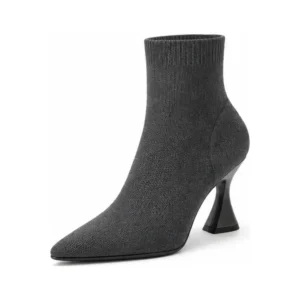 Private label knit sock ankle boot with sculpted heel and technical upper for brands, retailers, wholesalers, importers and sourcing teams.