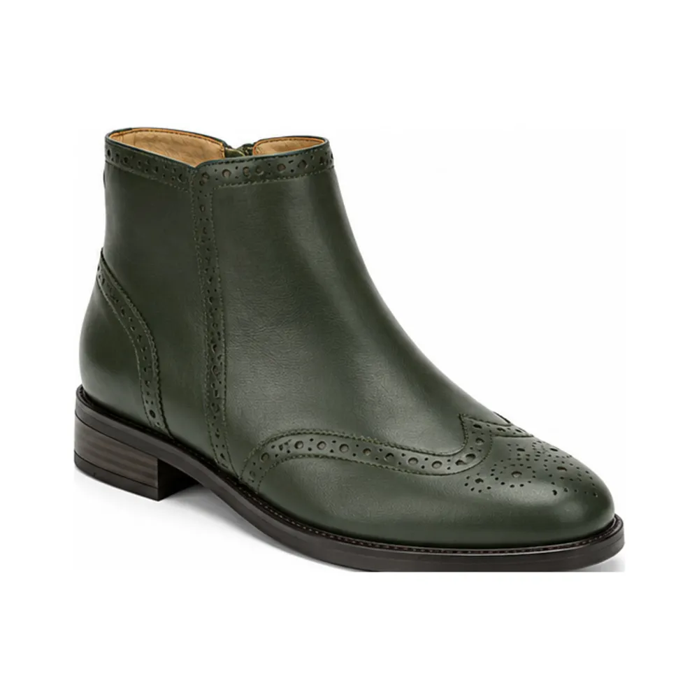 Private label brogue detail flat ankle boot for brands, retailers, wholesalers, importers and sourcing teams.
