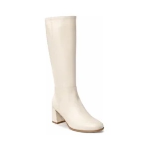 Private label wide calf block heel knee high boot for brands, retailers, wholesalers, importers and sourcing teams.