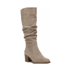 Private label slouch suede knee high boot for brands, retailers, wholesalers and footwear suppliers