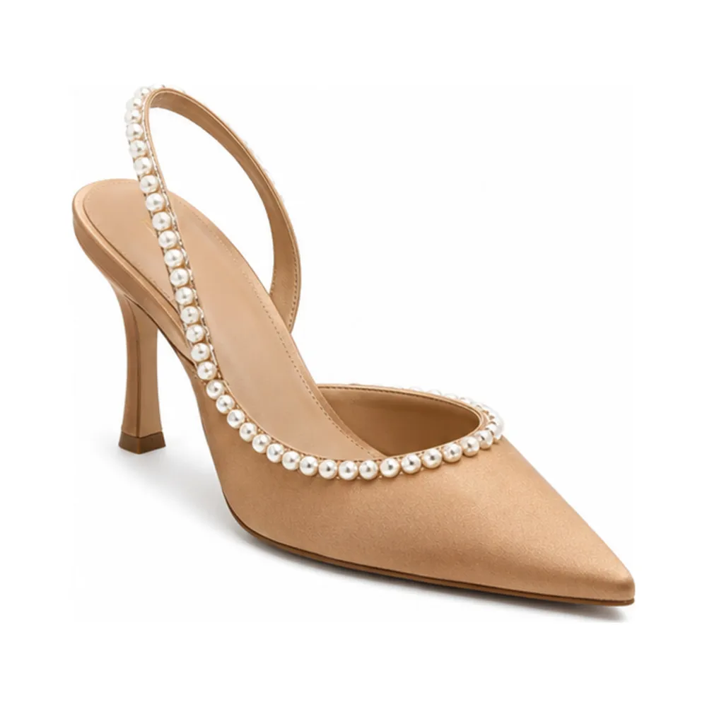 Private label pearl trim bridal slingback for footwear brands, retailers, wholesalers, importers and sourcing teams