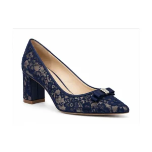 Private label lace overlay bridal block heel for footwear brands, retailers, wholesalers, importers and sourcing teams