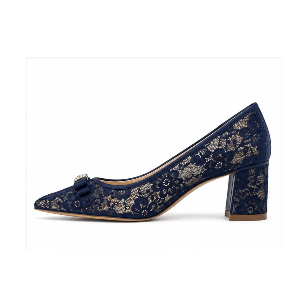 Lace-Overlay Bridal Block Heel for Private Label Brands - Image 3