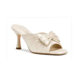 Private label satin pleated bridal mule for footwear brands, retailers, wholesalers, importers and sourcing teams
