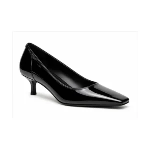 Private label square toe patent kitten heel pump for brands, retailers, wholesalers, and sourcing teams