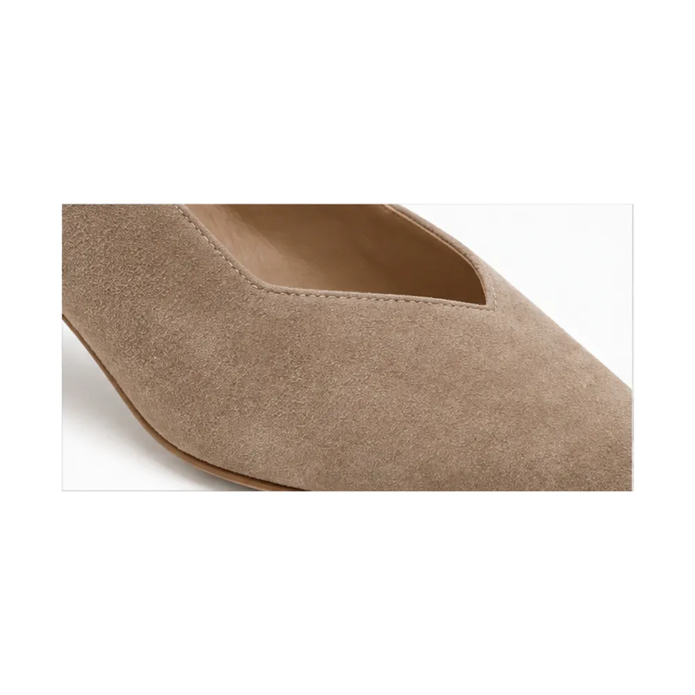 V-Cut Suede Mid-Heel Pump for Private Label Brands - Image 3