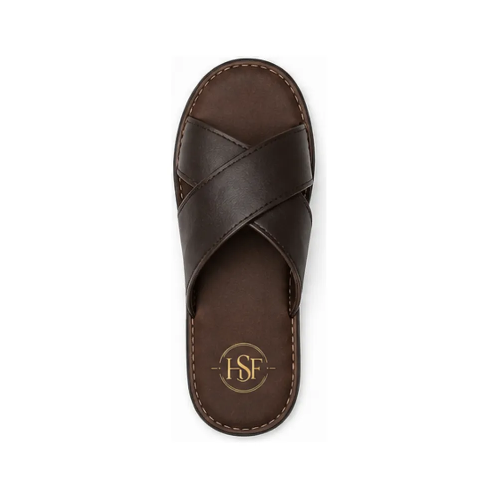 Cross-Strap Leather Slide for Men for Private Label Brands - Image 3