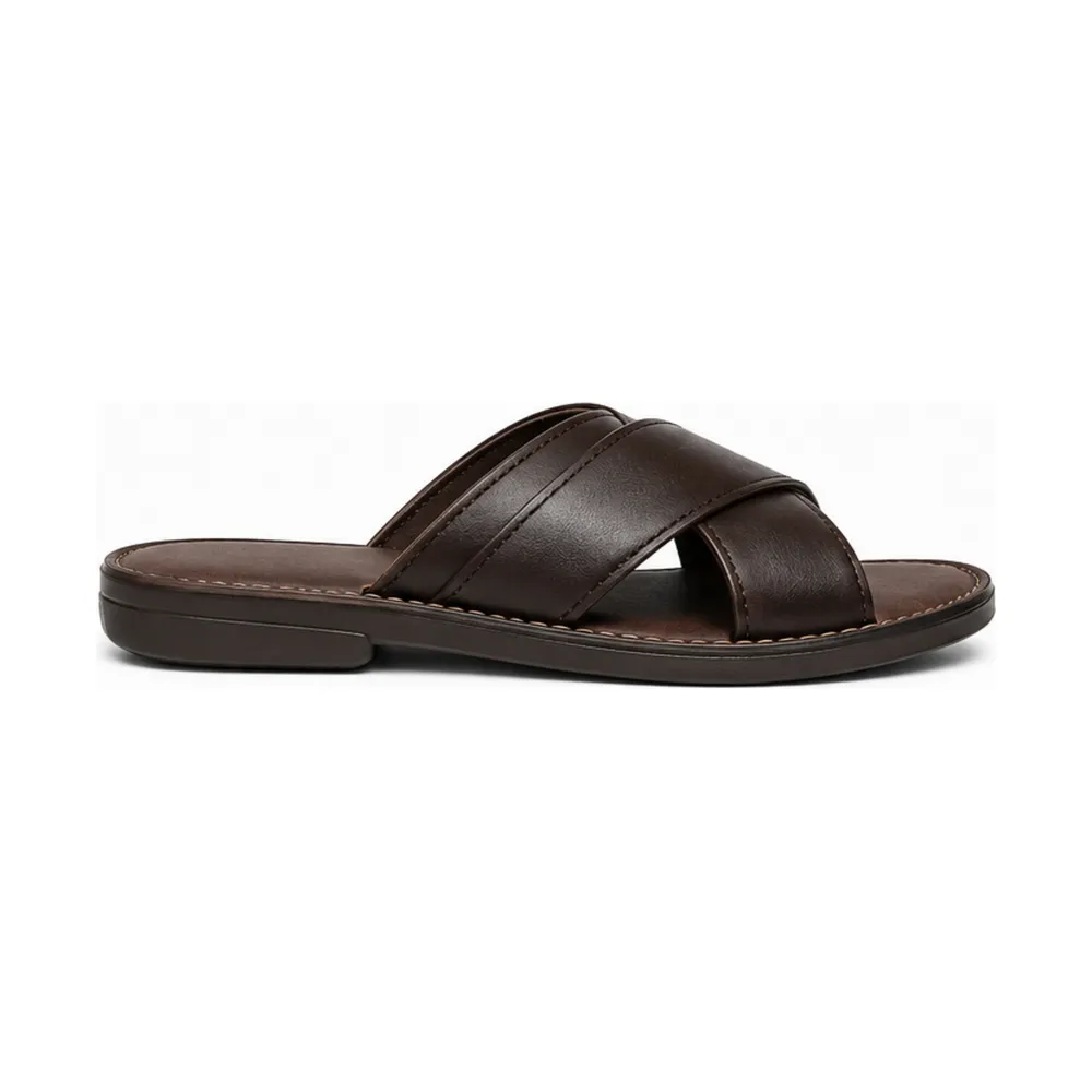 Cross-Strap Leather Slide for Men for Private Label Brands - Image 2