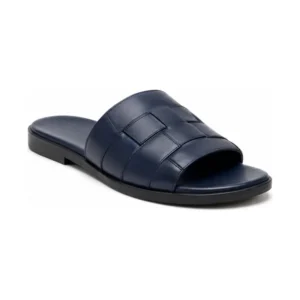Private label woven leather slide for men designed for footwear brands, retailers, wholesalers, importers and sourcing teams