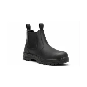 Private label Chelsea style puncture resistant safety boot in an all-black technical finish, offered to wholesale and private label safety footwear buyers