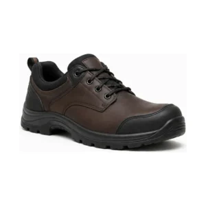 Private label slip resistant warehouse lace up shoe in dark brown with black components, offered to wholesale and private label safety footwear buyersPrivate label slip-resistant warehouse lace-up shoe in dark brown with black components, offered to wholesale and private label safety footwear buyers